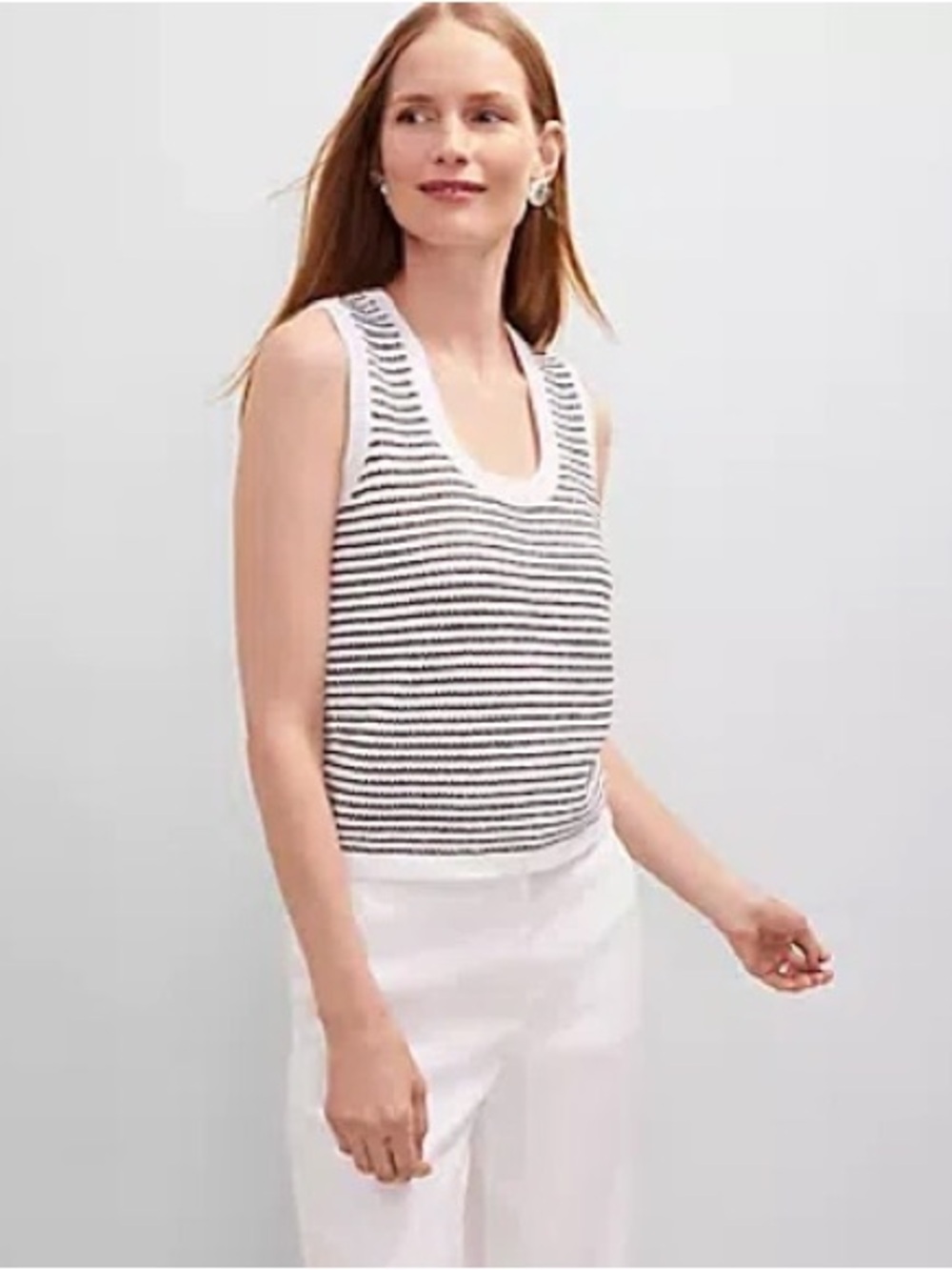 Ann Taylor Metallic Striped Sweater Shell
